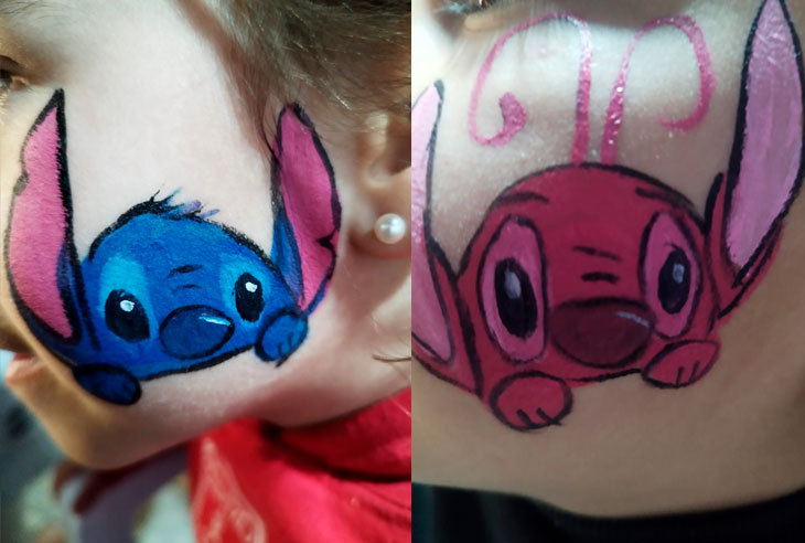 Pintacaras con motivos de dibujos infantiles